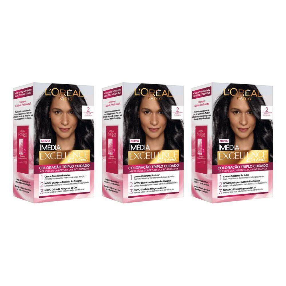Coloraçao Imedia 2 Preto Classico - Kit Com 3Un