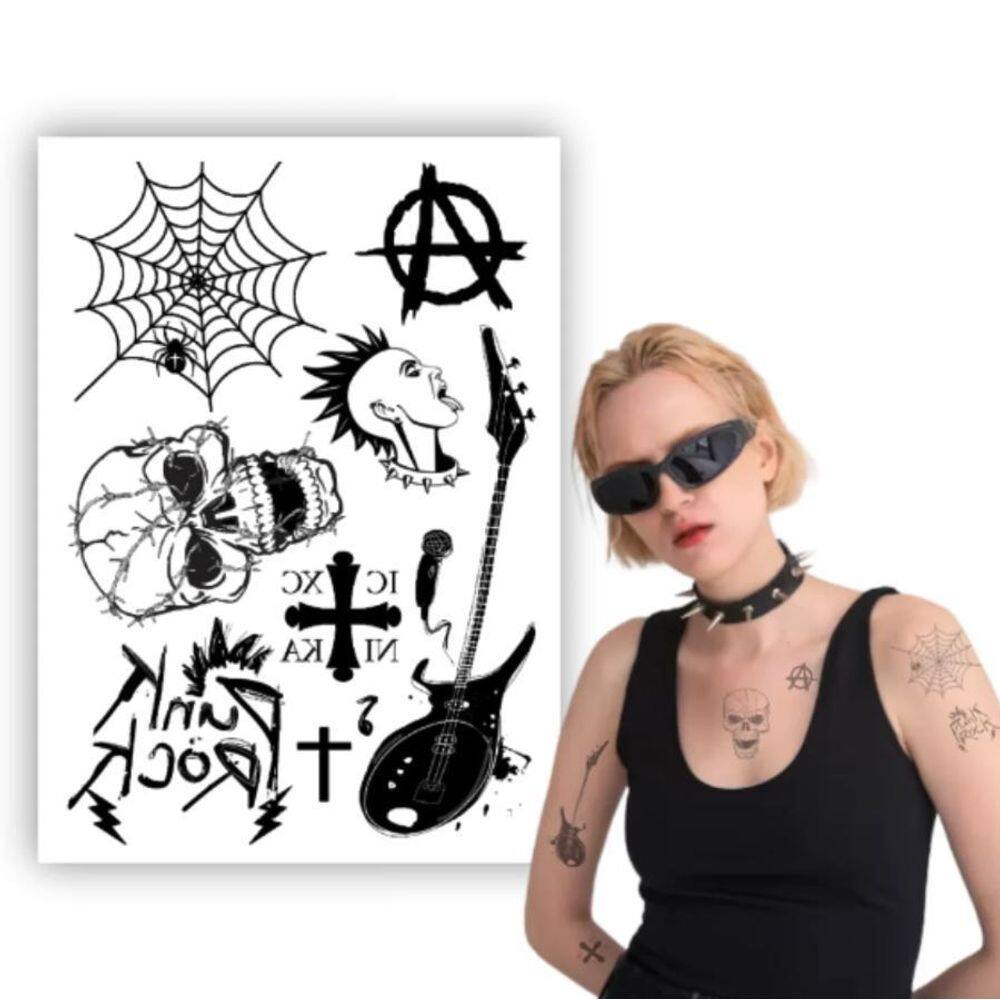 Tatuagem Temporária Fantasia Cosplay Punk