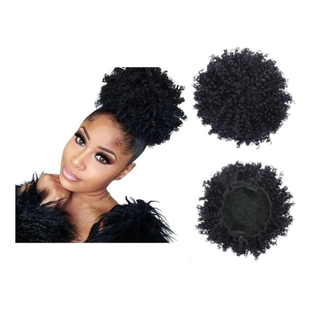 2X Coque De Cabelo Puff Afro Cacheado-Finalização De Pentead
