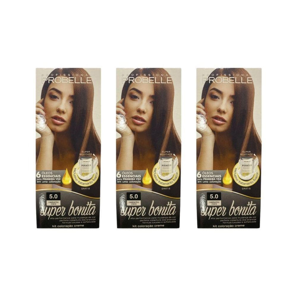 Coloraçao Probelle Super Bonita 5.0 Castanho Claro-Kit C/3Un
