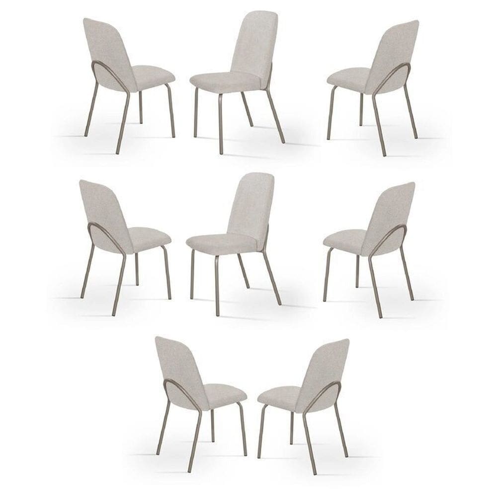 Kit 8 Cadeiras de Jantar Aço e Boucle California Bege