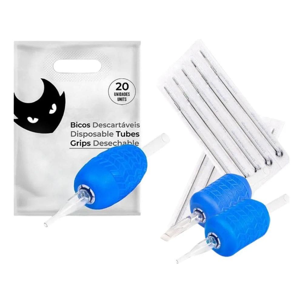 2X 10 Agulhas E 10 Biqueiras Para Tatuagem Traço E Pintura