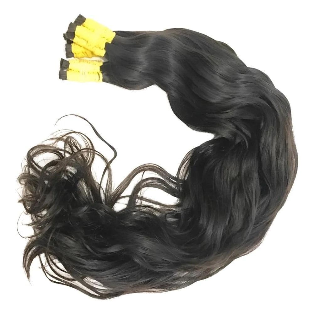 2X Cabelo Humano P/Mega-Hair Levemente Ondulado 45Cm/50 Gram