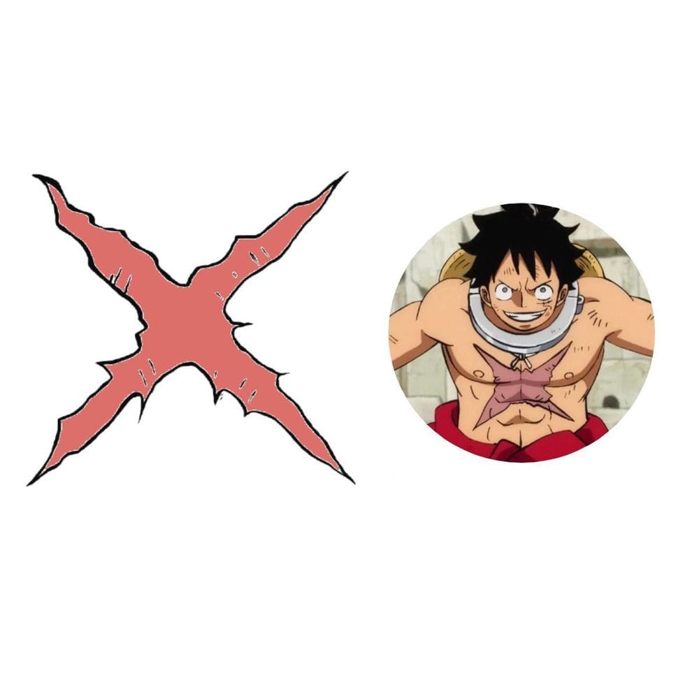 Tatuagem Temporária Estrela Peito Luffy Cosplay One Piece A4
