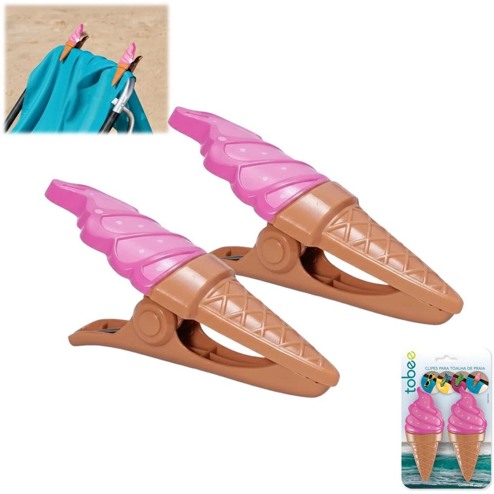 Kit 2 Prendedores de Toalha Modelo Sorvete Para Cadeira de Praia - 3101 Tobee