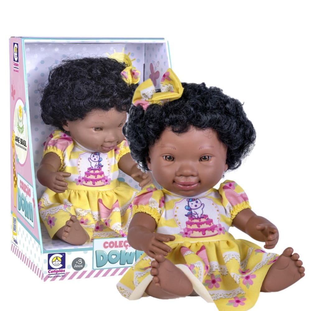Boneca Menina Coleção Cotiplás Inclusiva Negra Brinquedo