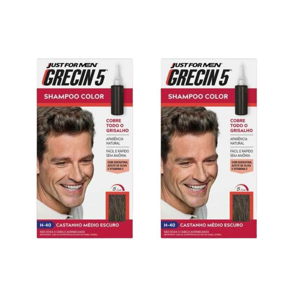 Grecin 5 Shampoo Tonalizante Castanho Medio Escuro-Kit C/2Un