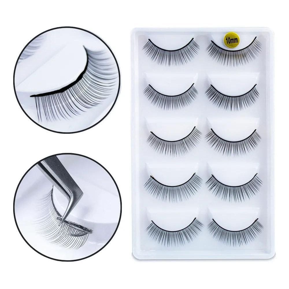 2X 5 Pares De Cílios 10Mm Treino Prática Extensão Alongament