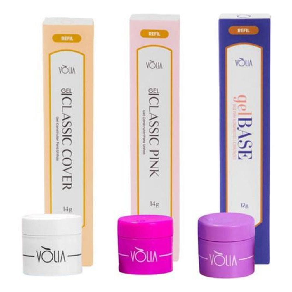 Kit Refil Sache Volia Gel Base + Classic Pink +Classic Cover