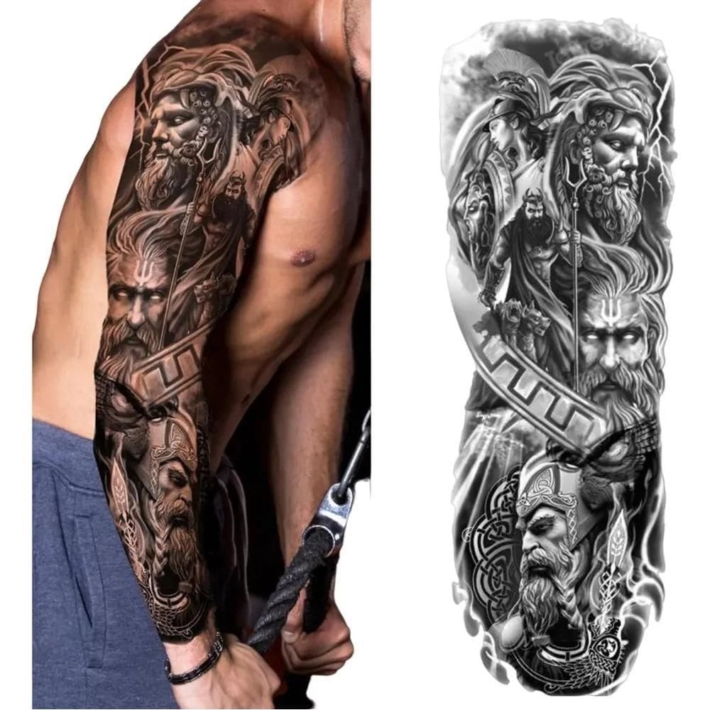 2X Tatuagem Temporaria - Deuses Guerreiro - Braço Inte