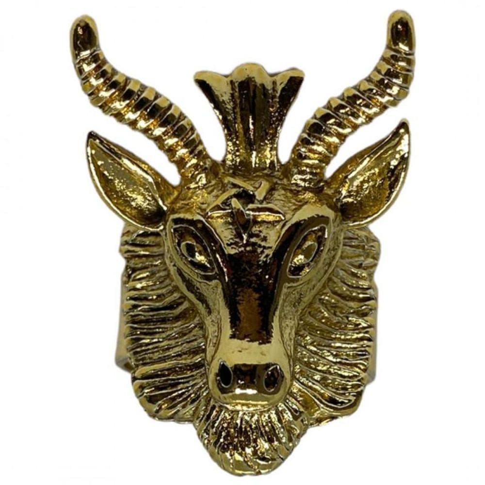 Anel Ajustável Baphomet 3,0 Cm Em Metal-Escolha A Cor
