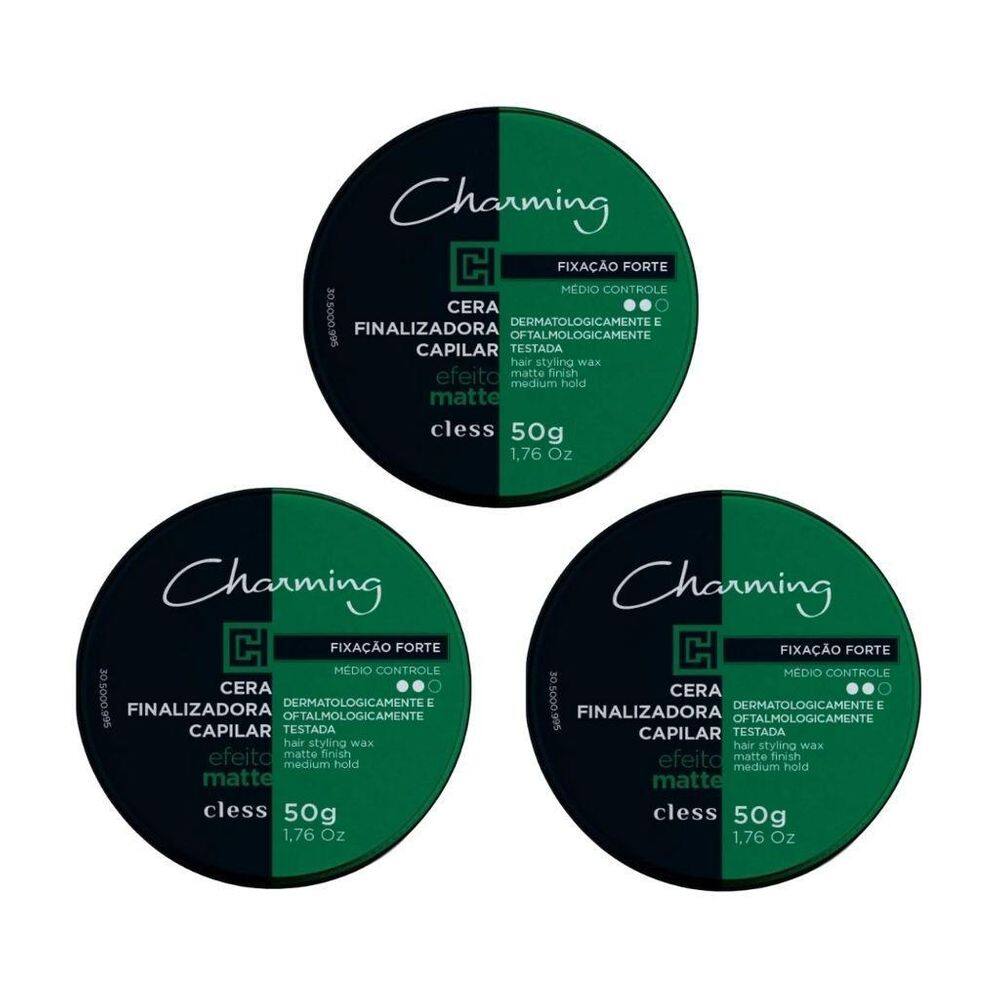 Cera Charming Capilar 50G Efeito Matte Forte - Kit Com 3Un