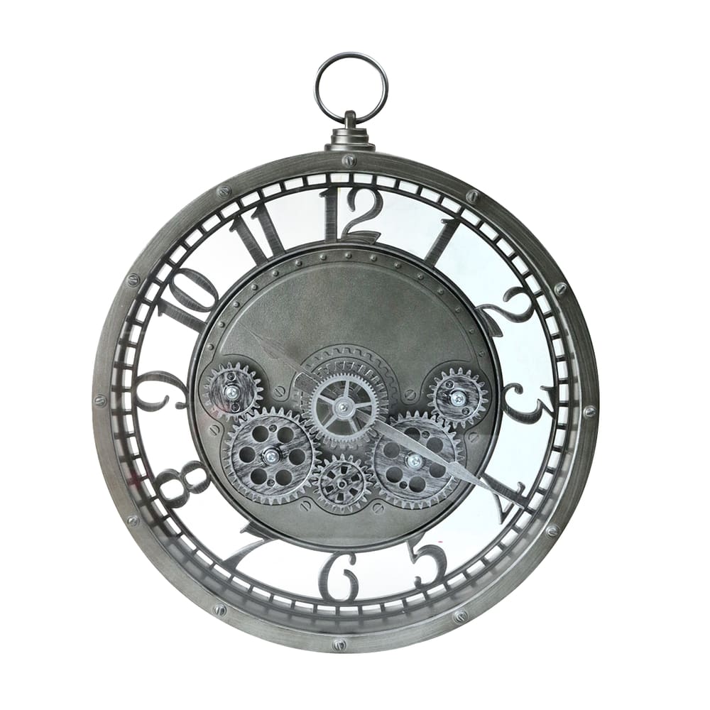 Relógio De Parede Vintage Com Engrenagens Visíveis E Cor Envelhecida 26,7Cm