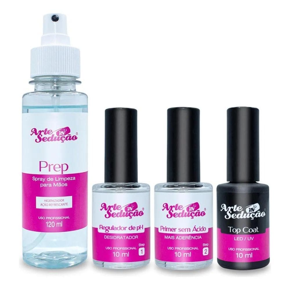 2X Kit Prep Spray + Regulador Ph + Primer Sem Ácido + Top Co