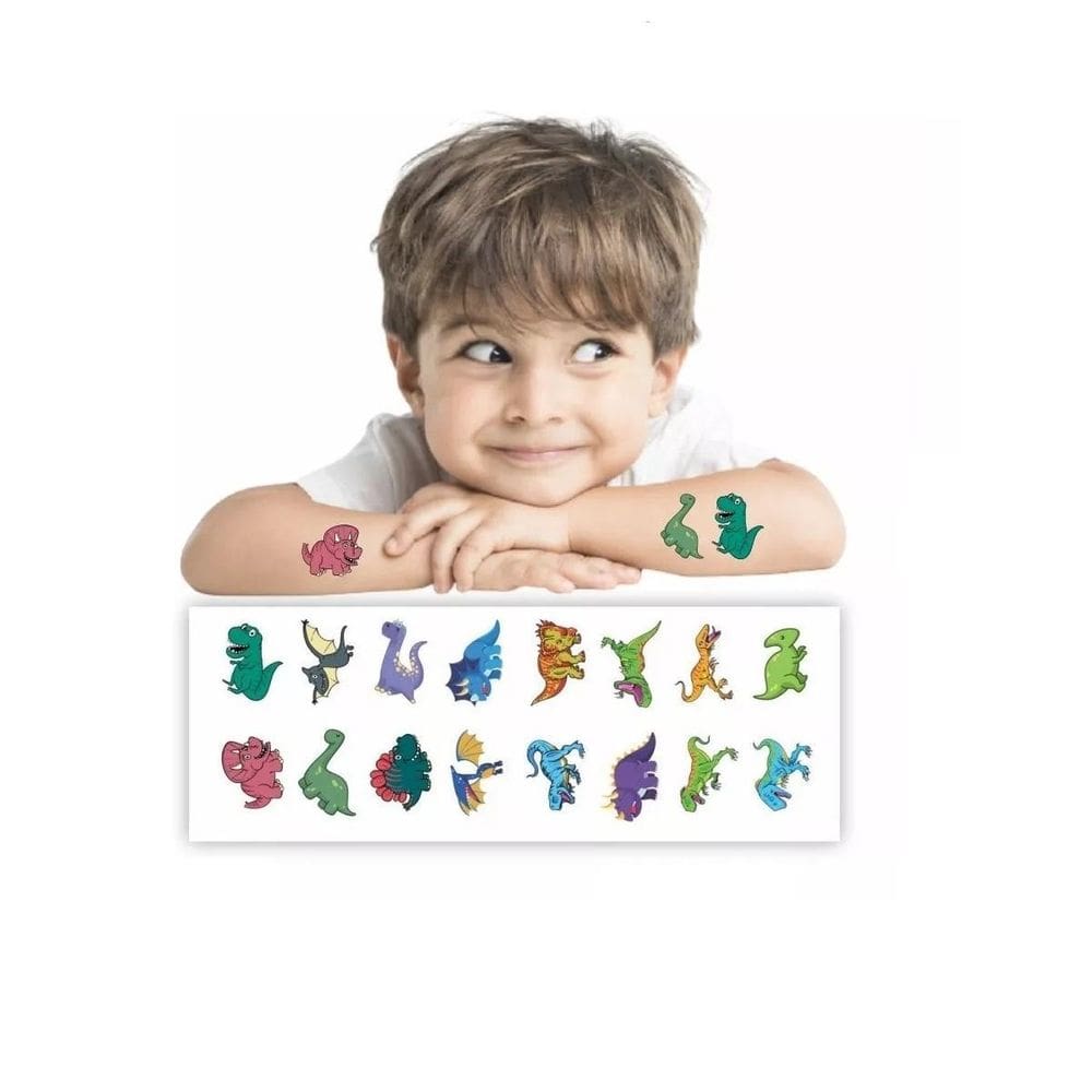 18 Tatuagens Temporárias Kit Festa Dinossauros Aniversário