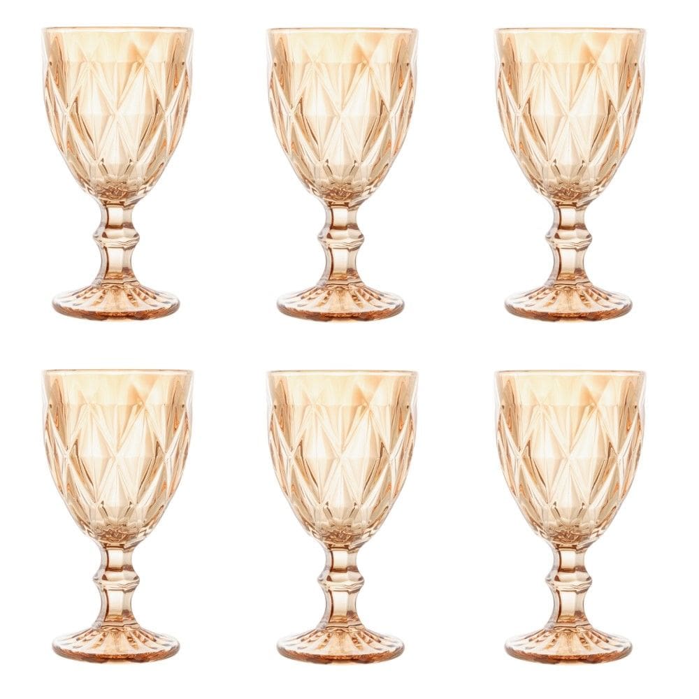 Conjunto de Taças de Vidro para Água 6 Peças 325 ml Diamond Âmbar Lyor