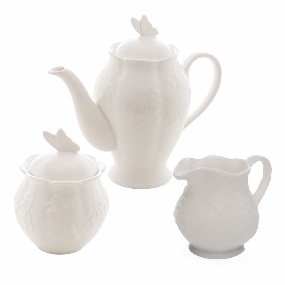 Kit Bule + Leiteira + Açucareiro New Bone Butterfly Flower Lyor