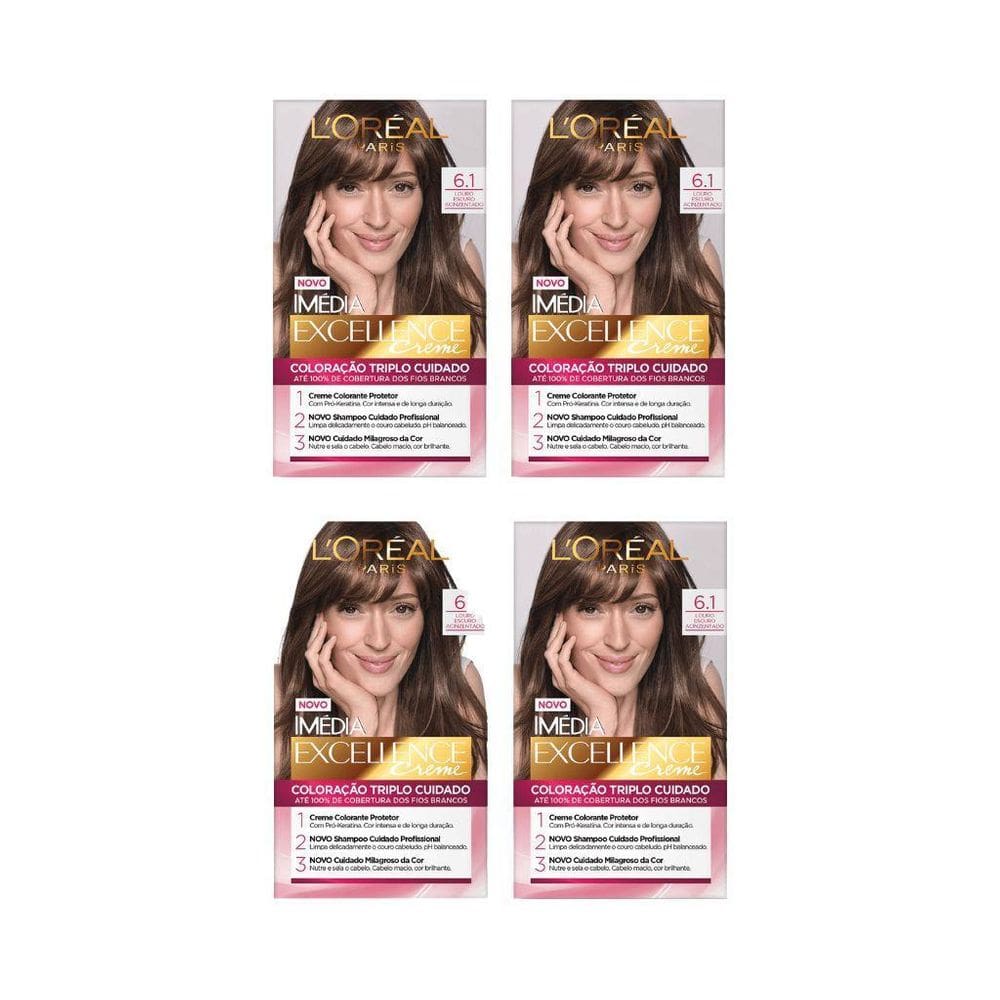 Coloraçao Imedia 6.1 Louro Escuro Acinzentado-Kit C/4Un