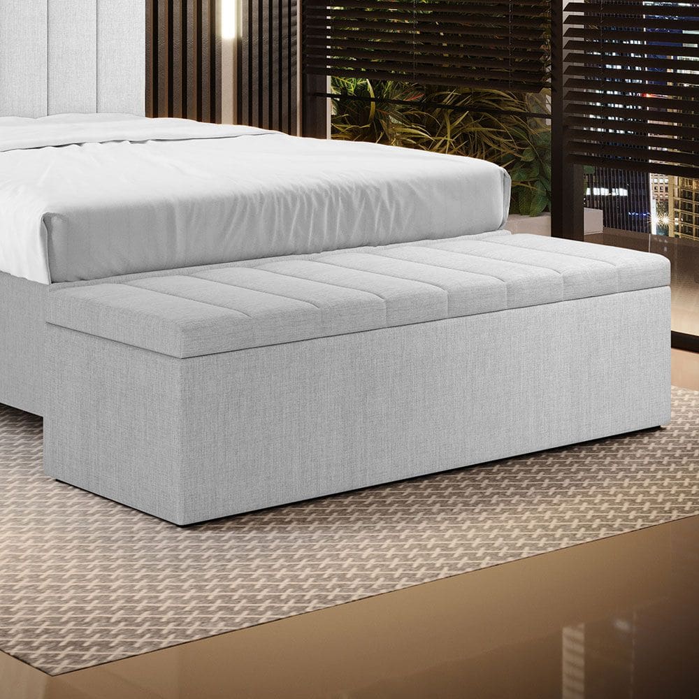 Calçadeira Baú Navi Para Cama de Casal 140cm no Tecido Linho - Conforto e Elegância Aradecor