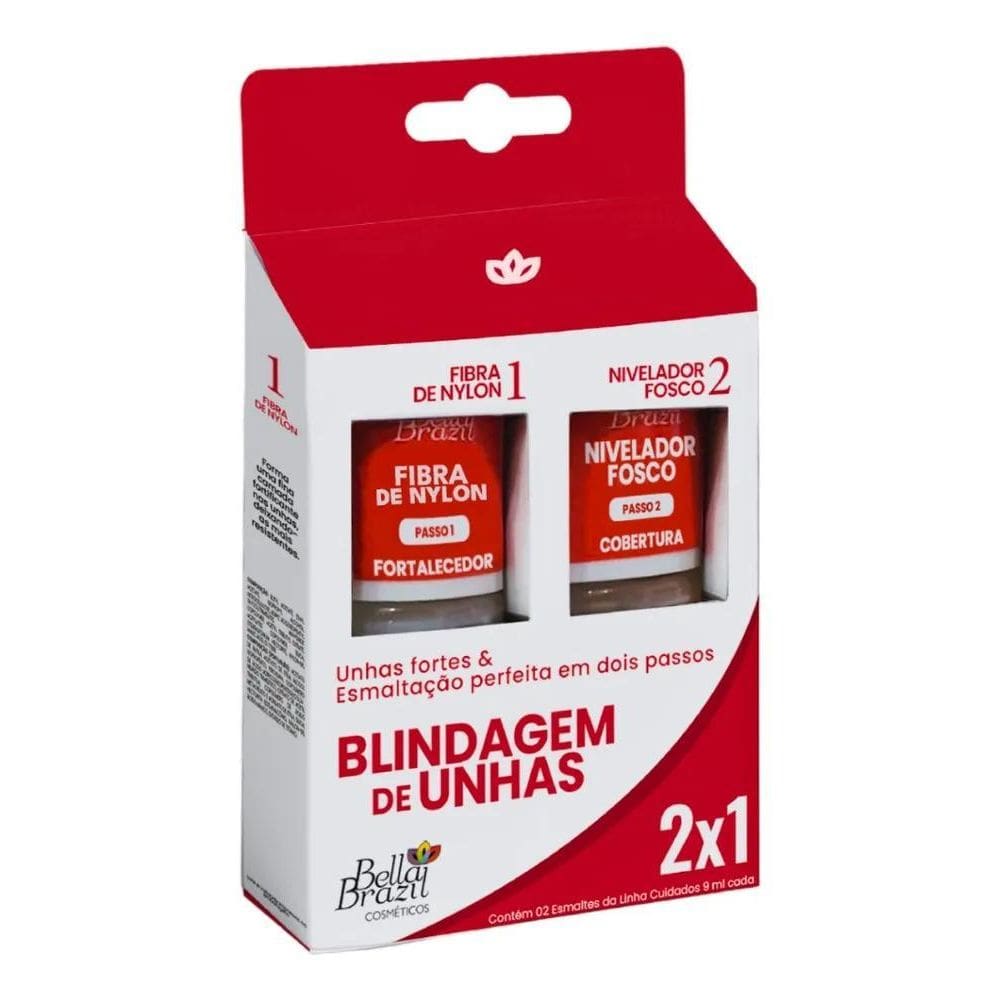 2X Kit Blindagem De Unhas Fibra De Nylon + Base Niveladora