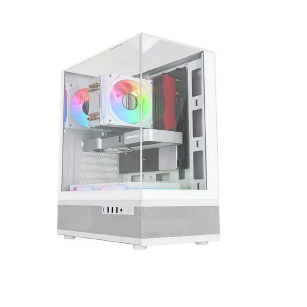 Gabinete Gamer Liketec Kingdom Snow, Mid Tower, Vidro Temperado, ATX, Sem Fonte, Sem Fans, Branco