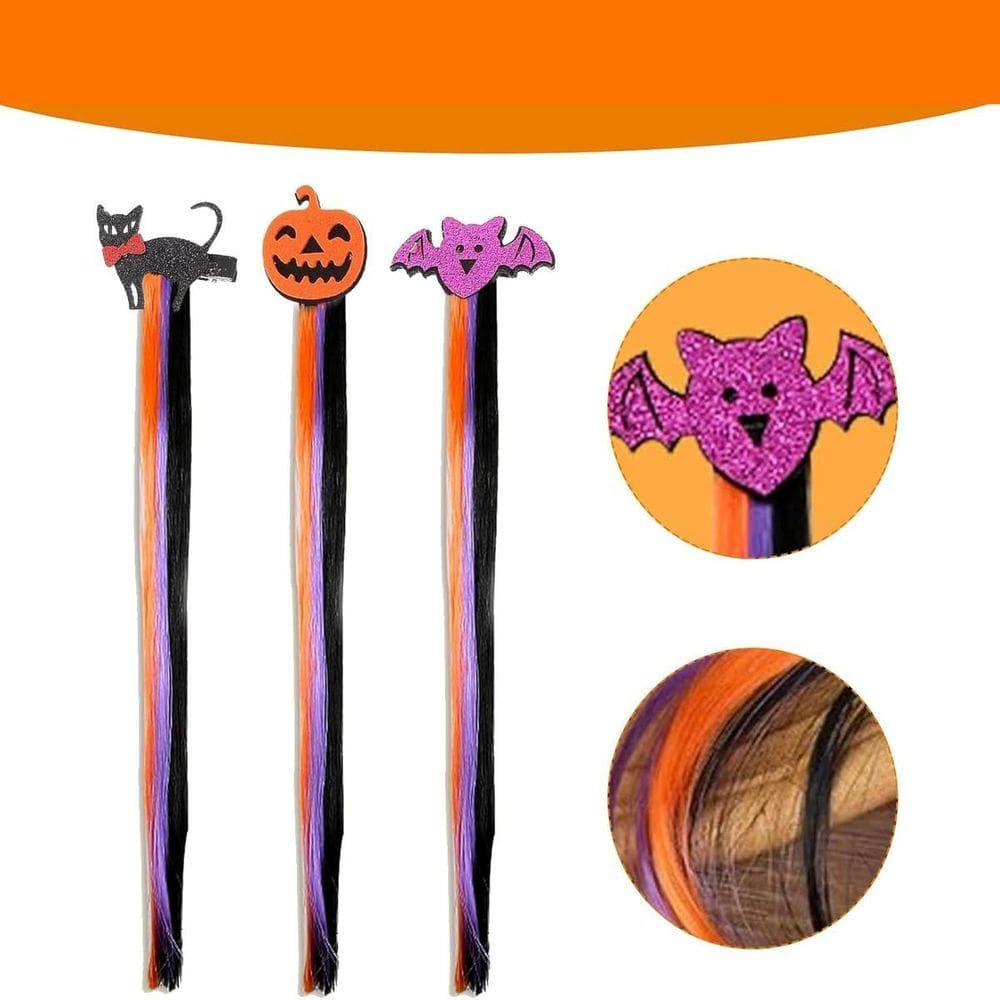 Aplique Cabelo Mechas Luzes Coloridas Presilha Halloween