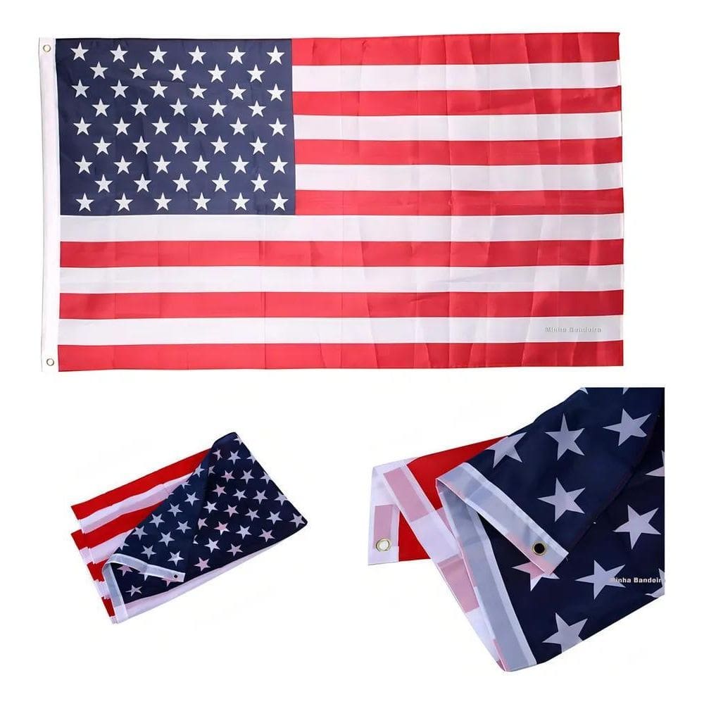 2X Bandeira Americana Com Tecido Resistente Grande E Barata