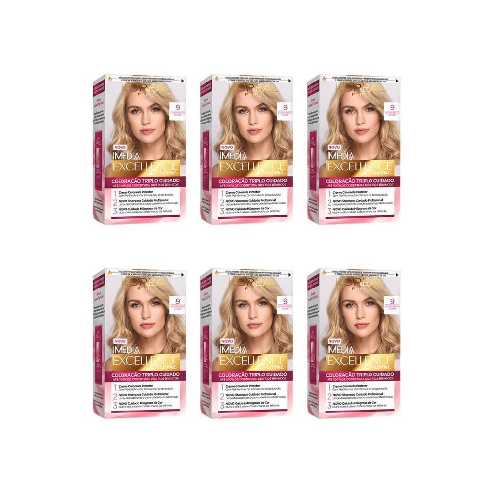 Coloraçao Imedia 9 Louro Muito Claro-Kit C/6Un