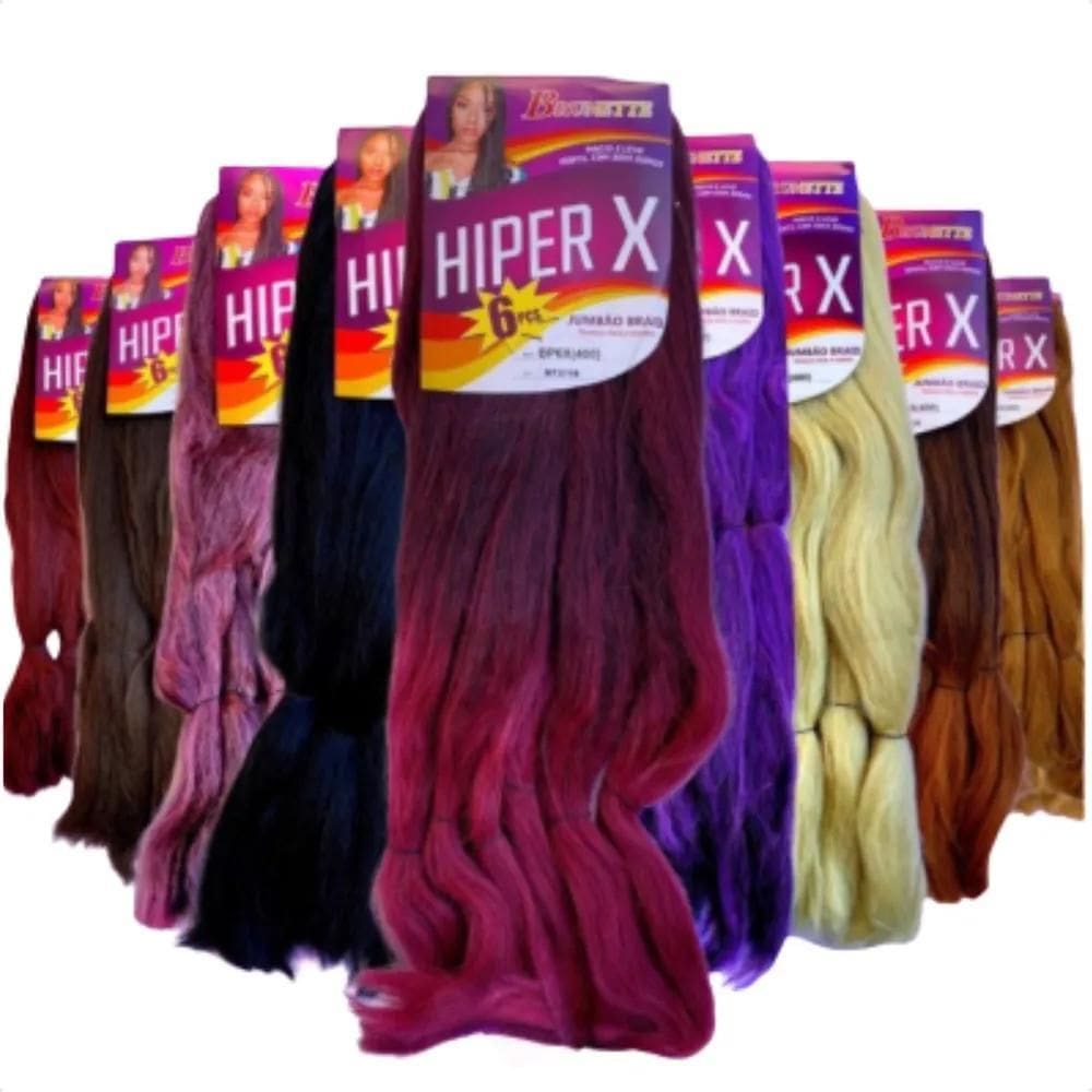 2X Aplique Hiper X Jumbo 126Cm Tranças Crochet 400G