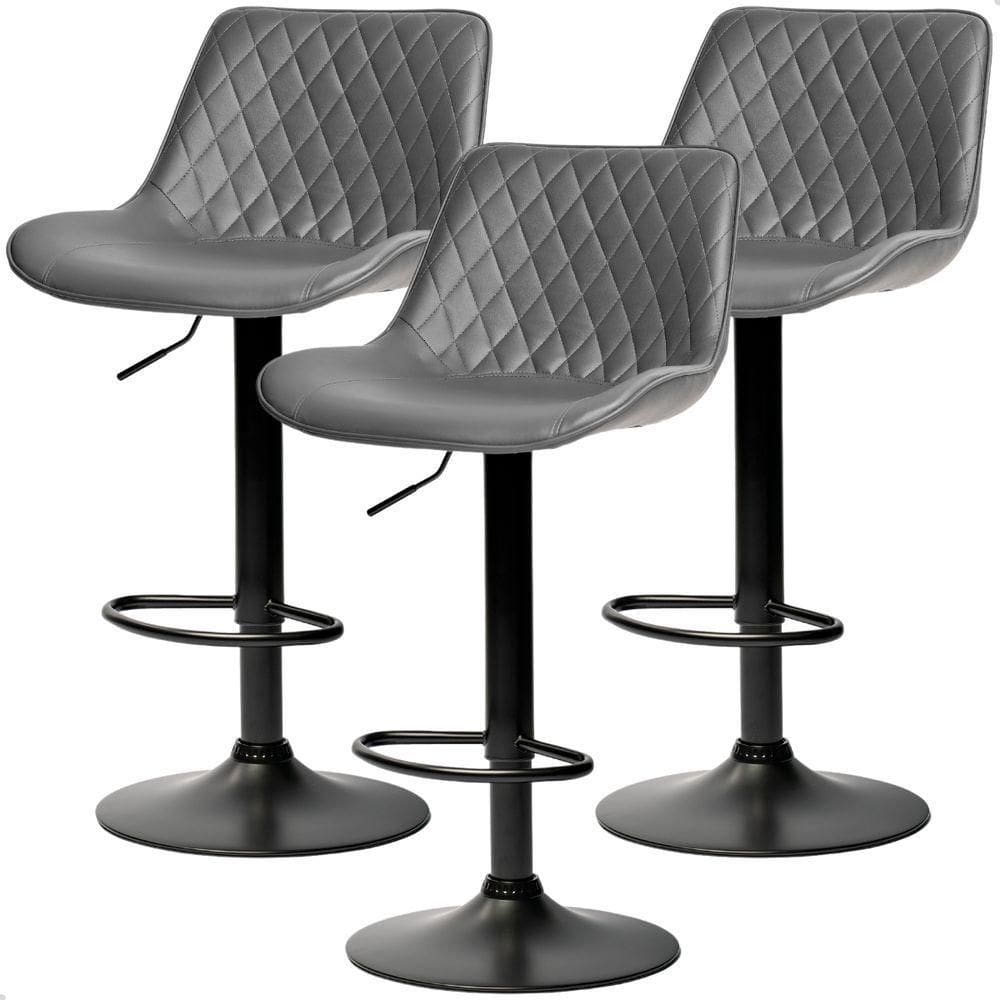 Banqueta Alta Cozinha Bar Balcão Para Bancada Encosto Kit 03 Cinza
