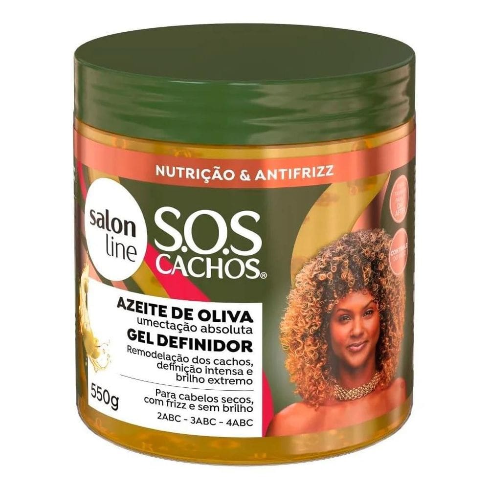 2X Gel Definidor Sos Cachos Azeite De Oliva Salon Line 550G