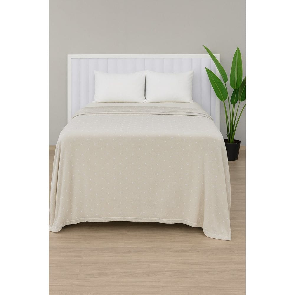 Manta De Microfibra Estampa Poá Habitat Casal  - Poá Bege