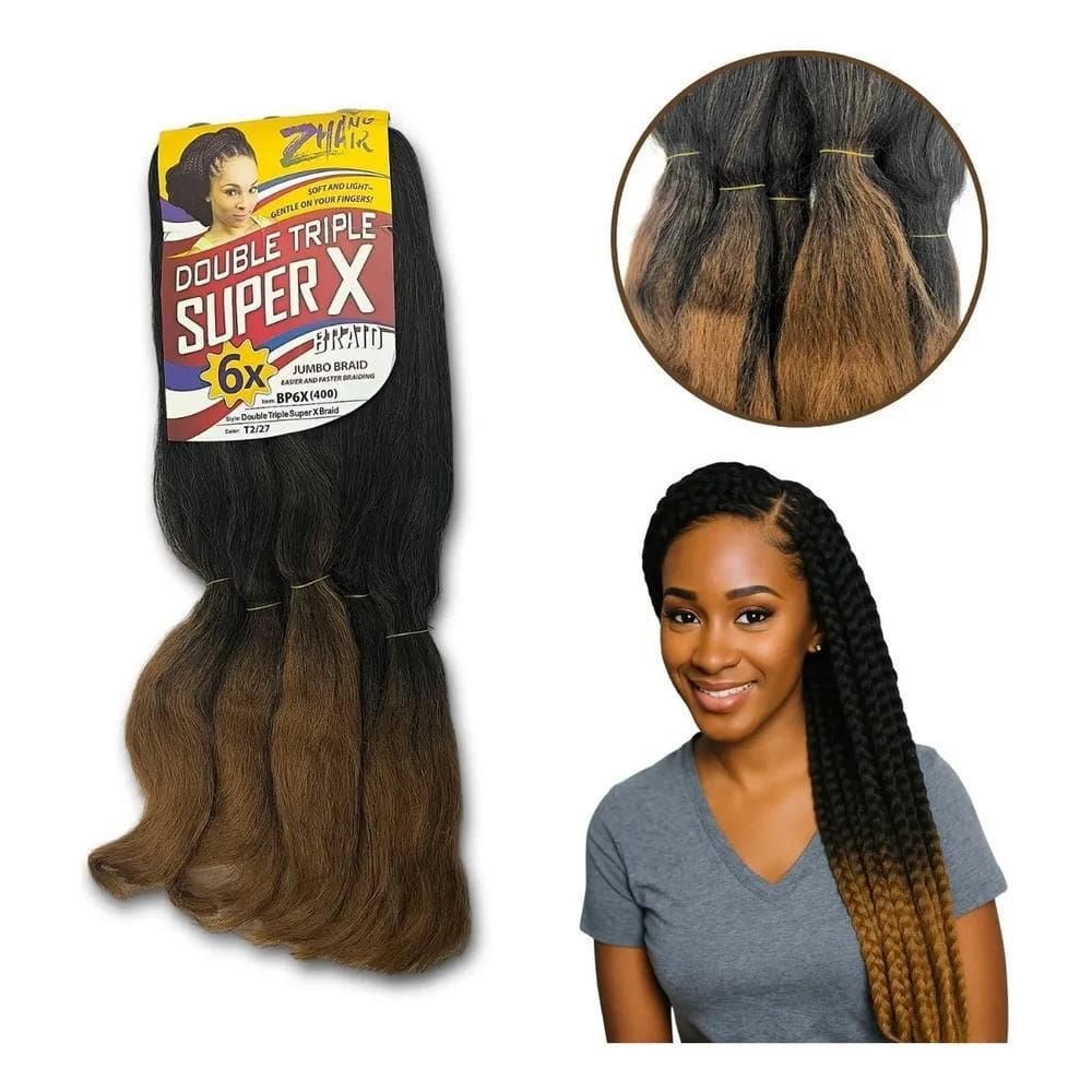 2X Kit 2 Pacotes Cabelo Jumbo Super X Para Tranças 400G + An