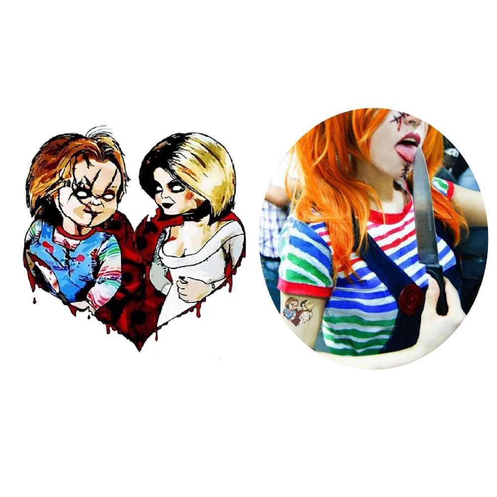 Tatuagem Temporária Casal Noiva E Chucky Coração
