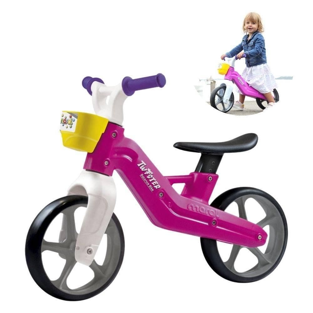 Bicicleta Rosa Infantil Sem Pedal Banco Ajustável E Cestinha