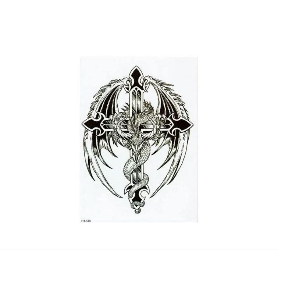 Tatuagem Temporária Delicada Com 20 Cm Cruz Religiosa