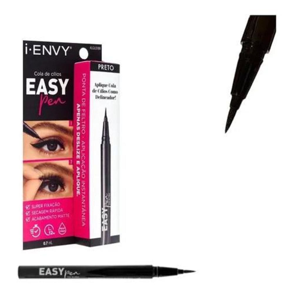 2X Caneta Cola De Cílios Easy Pen Preta I-Envy Kiss Ny Cor P