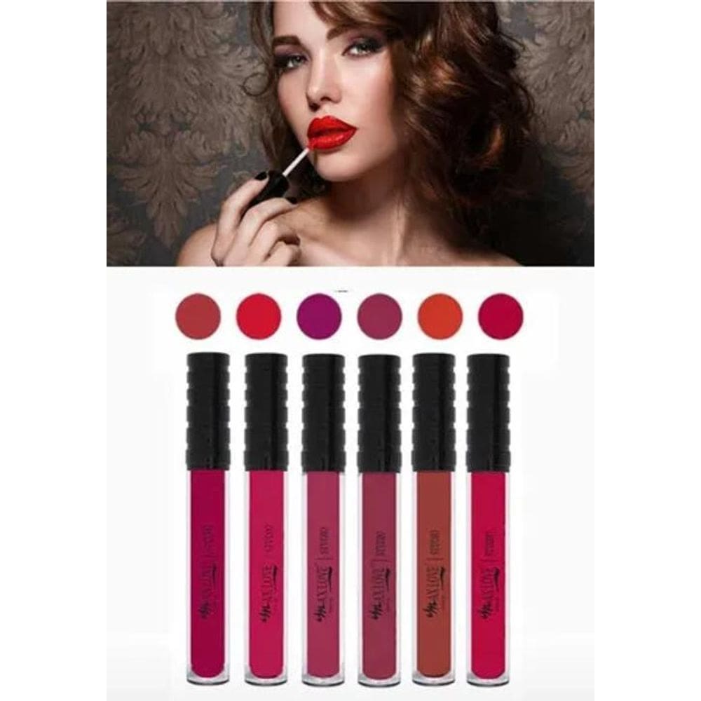 2X Kit  Batom Líquido 30H Max Love Tons Com Vermelho