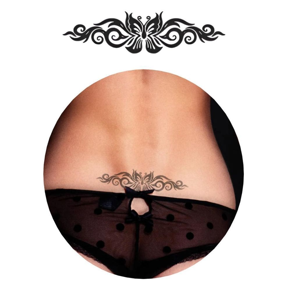 Tatuagem Temporária Delicada Faixa Tribal Borboleta 15Cm