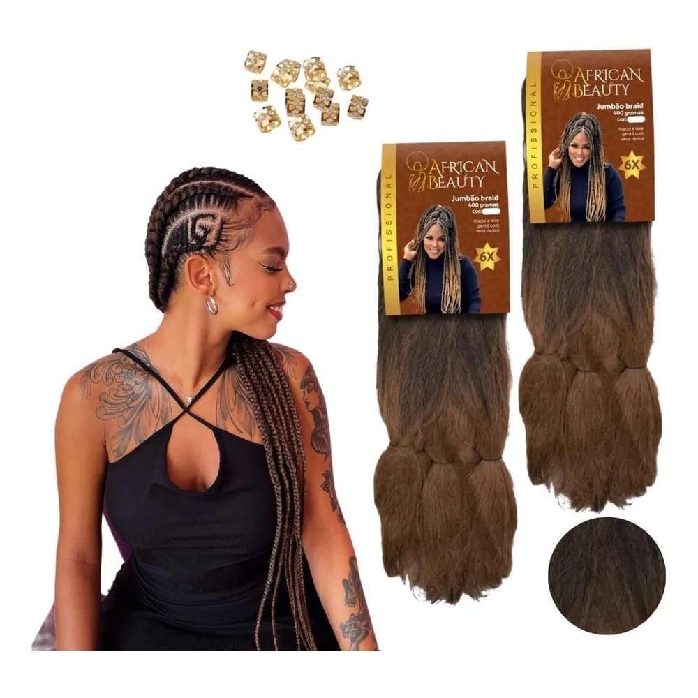 Kit 2 Cabelos Jumbo African Beauty Kanekalon Box Braid 400G