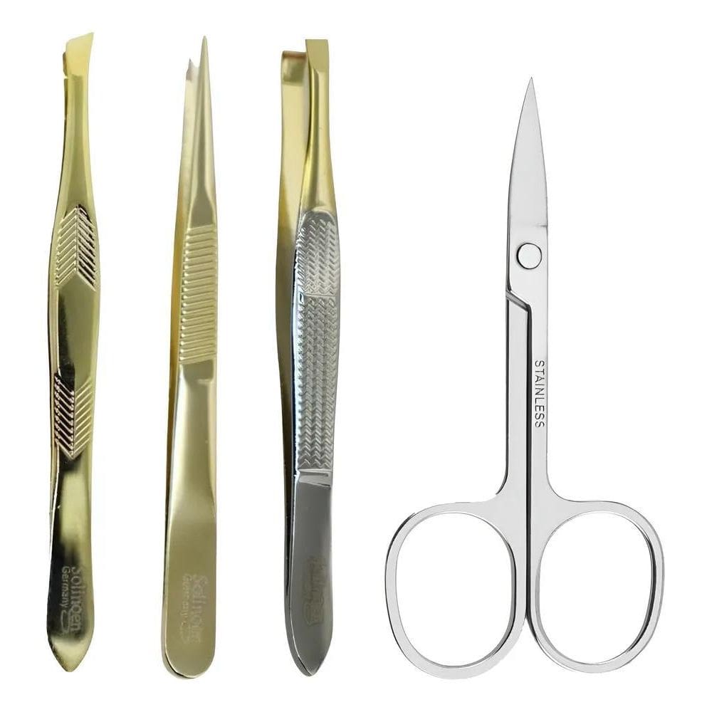Kit Pinças Solingen Para Designer De Sobrancelhas + Tesoura