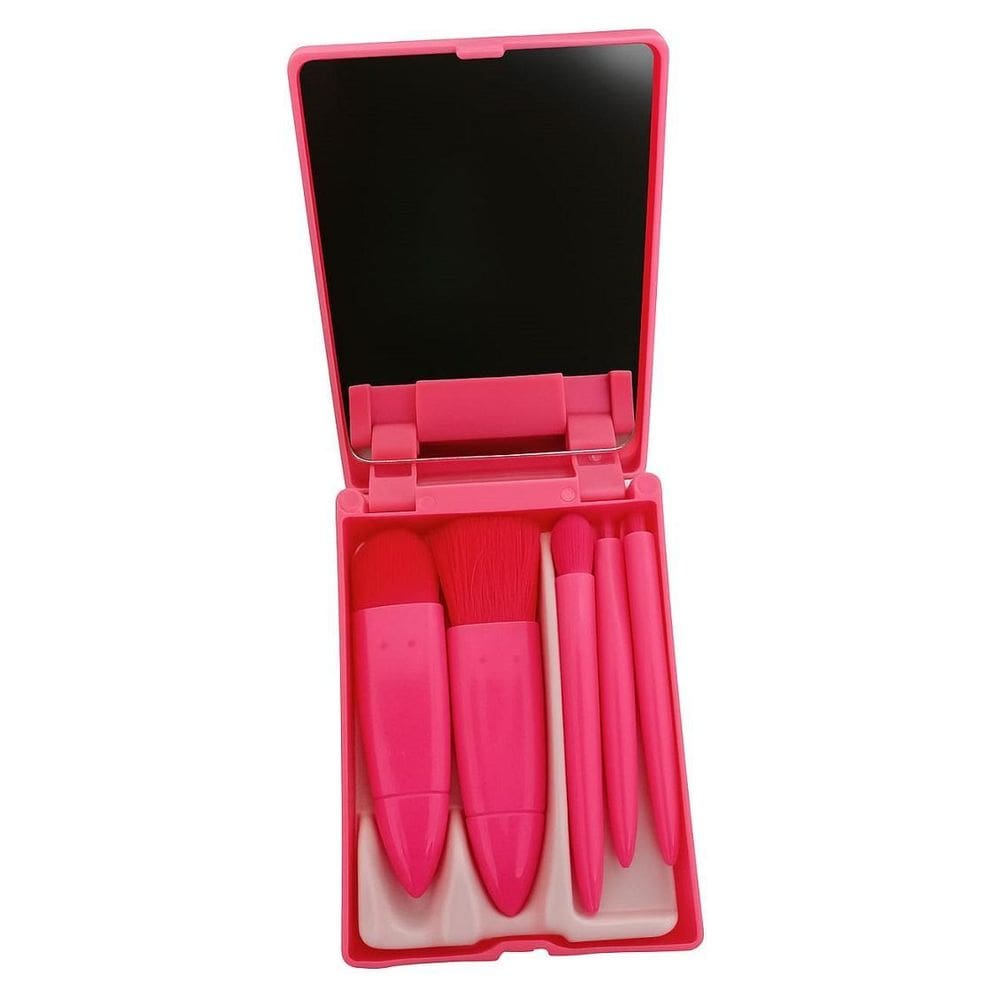 Kit Pincel Maquiagem Bolsa Estojo E Espelho Cerdas Macias