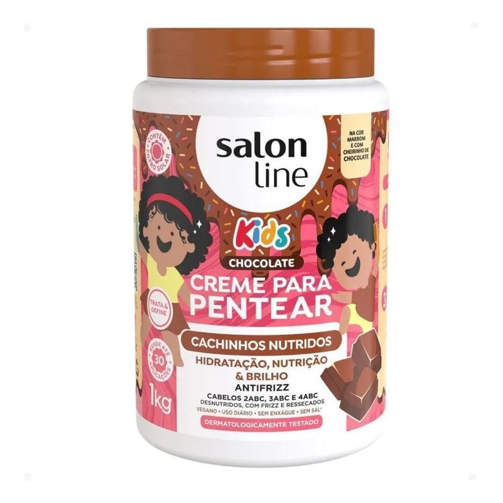 2X Salon Line Kids Chocolate 1Kg: Creme De Pentear Para Cach