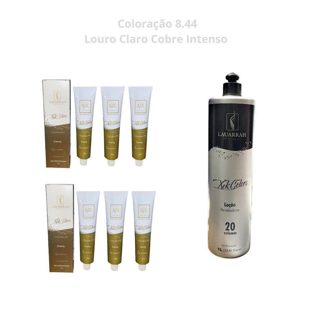 Kit 6 Colorações 8.44 Ax Lauarrah + 1 Ox 20 Vol Vita Derm