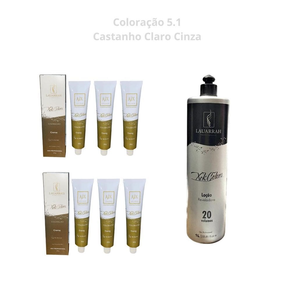 Kit 6 Colorações 5.1 Ax Lauarrah + 1 Ox 20 Vol Vita Derm