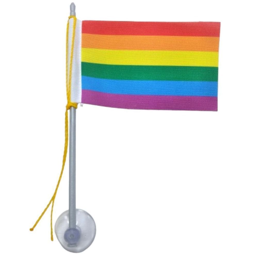 Mini Bandeira Lgbt Gay C / Ventosa 5,5Cm X 8,5Cm 14 Cm