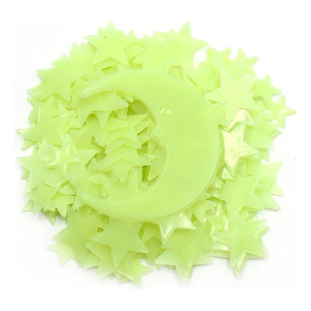 10X 100 Estrelas Luminosas De Teto Fluorescente + Super Lua