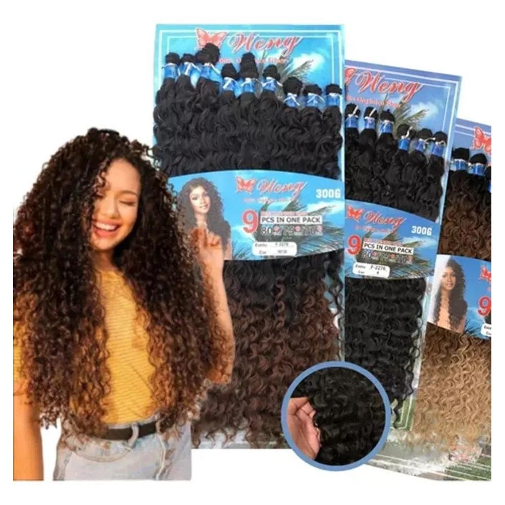 2X Cabelo Orgânico Cacheado Tela 80Cm 320Gr Weng Fecha 1 Cab