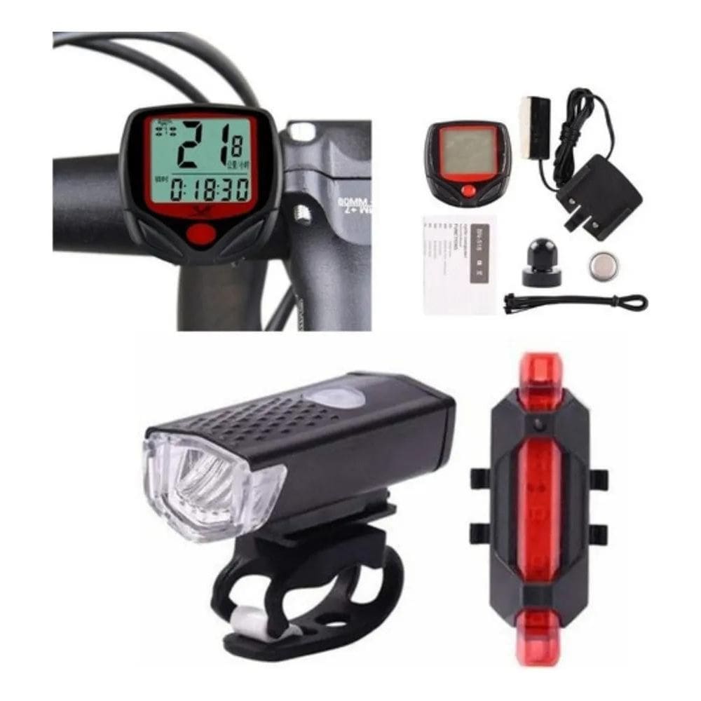 2X Kit Ciclismo Acessórios De Iluminação Dianteiro E Traseir