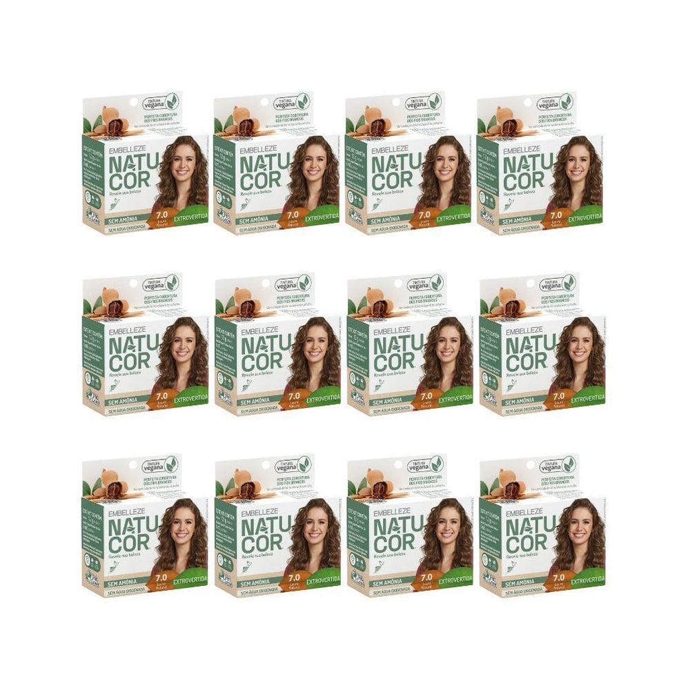 Coloraçao Natucor 7.0 Louro Natural - Kit Com 12Un